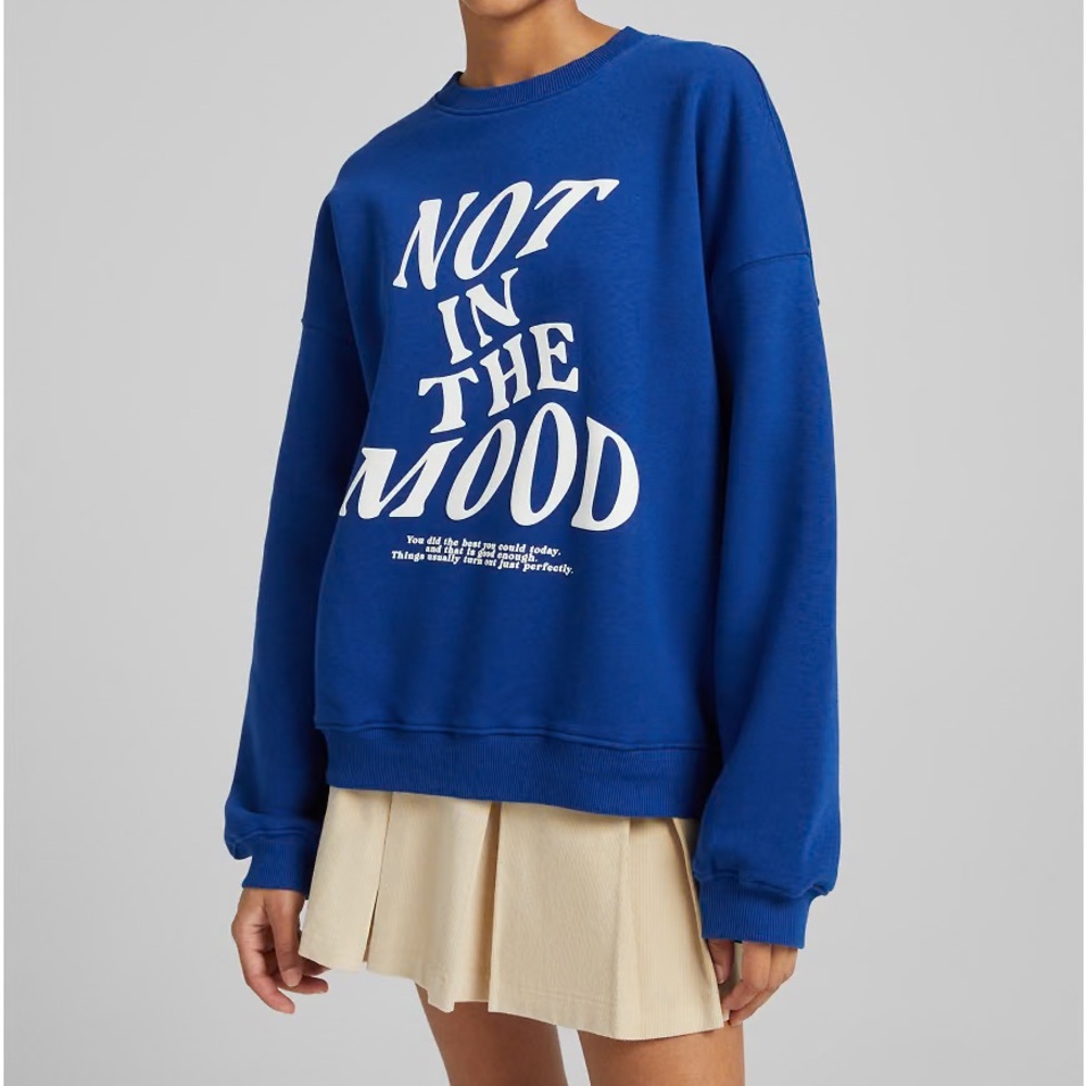 Blue Graphic Tee with White Text
